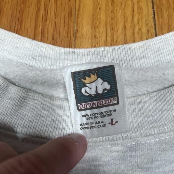 Vintage Hockey Mom 90s Retro Crewneck Heather Gray Paint Spatter Funny USA Made - Picture 6 of 11